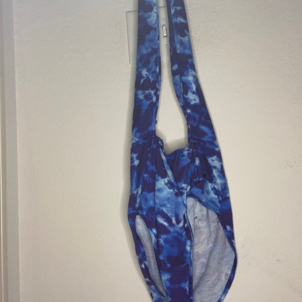Crisscross blue tie dye festival one piece